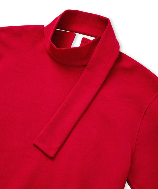 Scarf-Detail High-Neck Blouse