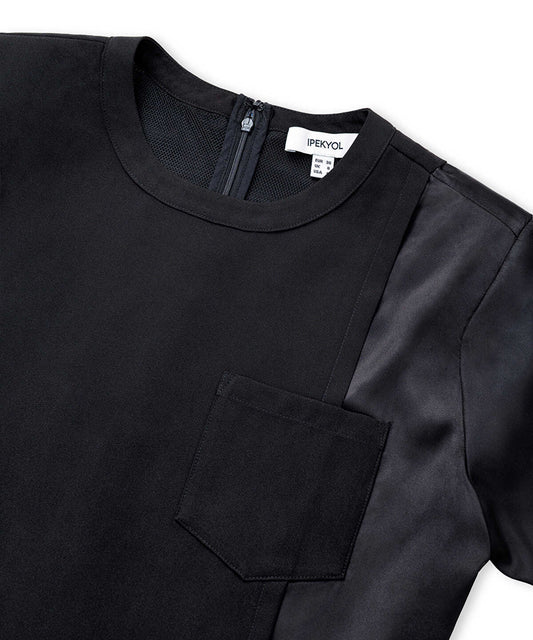 Mixed-Media Shoulder-Pad Blouse
