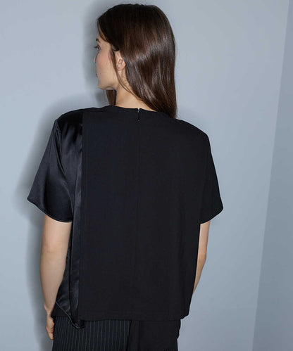 Mixed-Media Shoulder-Pad Blouse