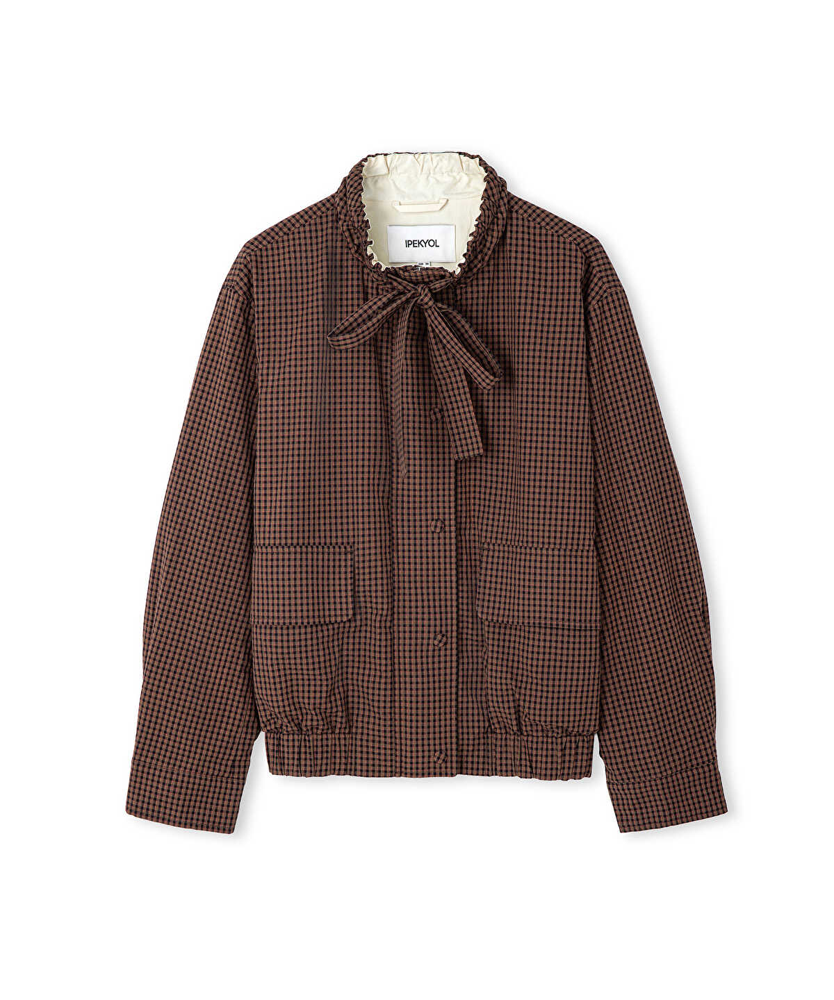 Zoomed Plaid Bomber Coat