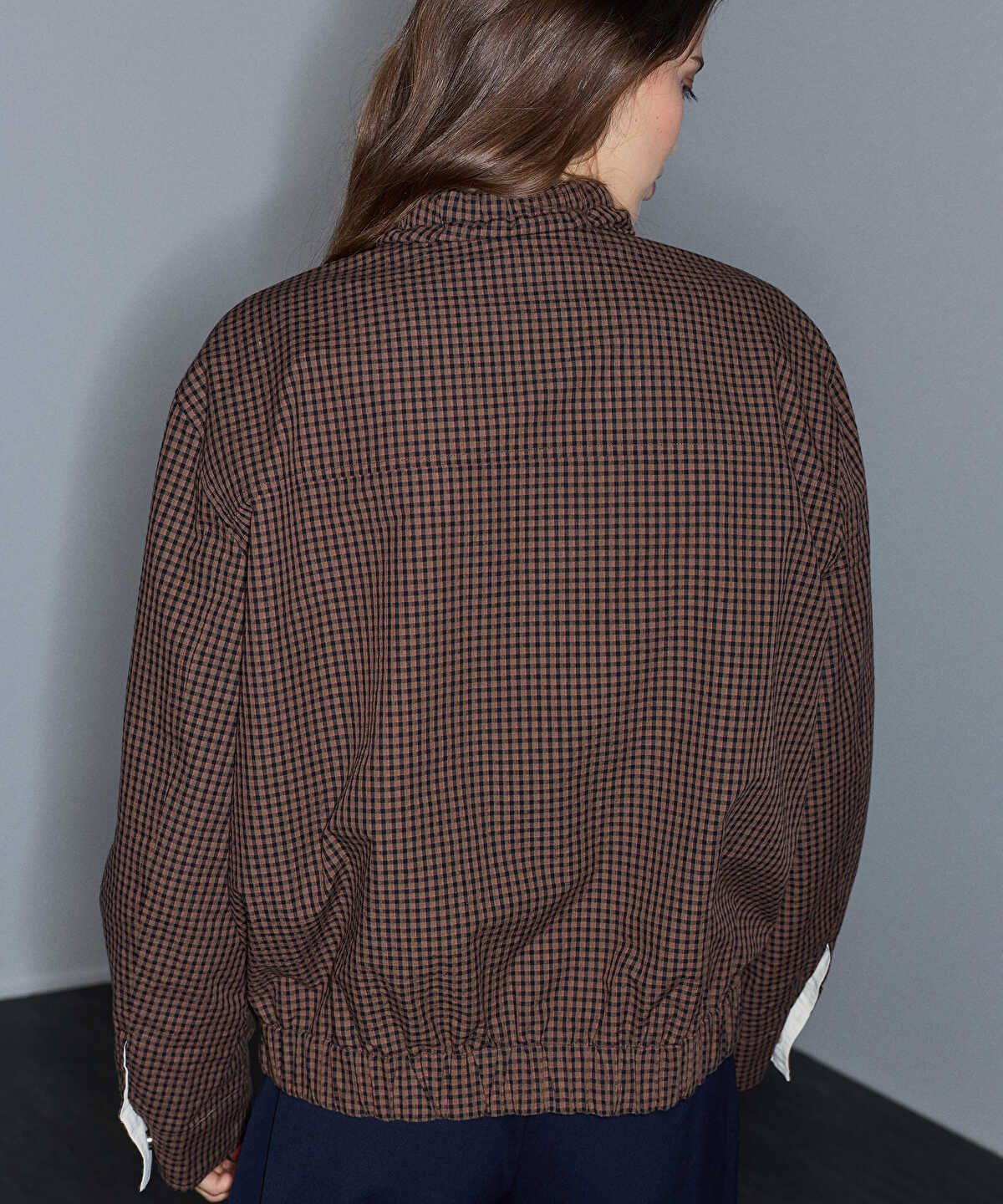 Zoomed Plaid Bomber Coat