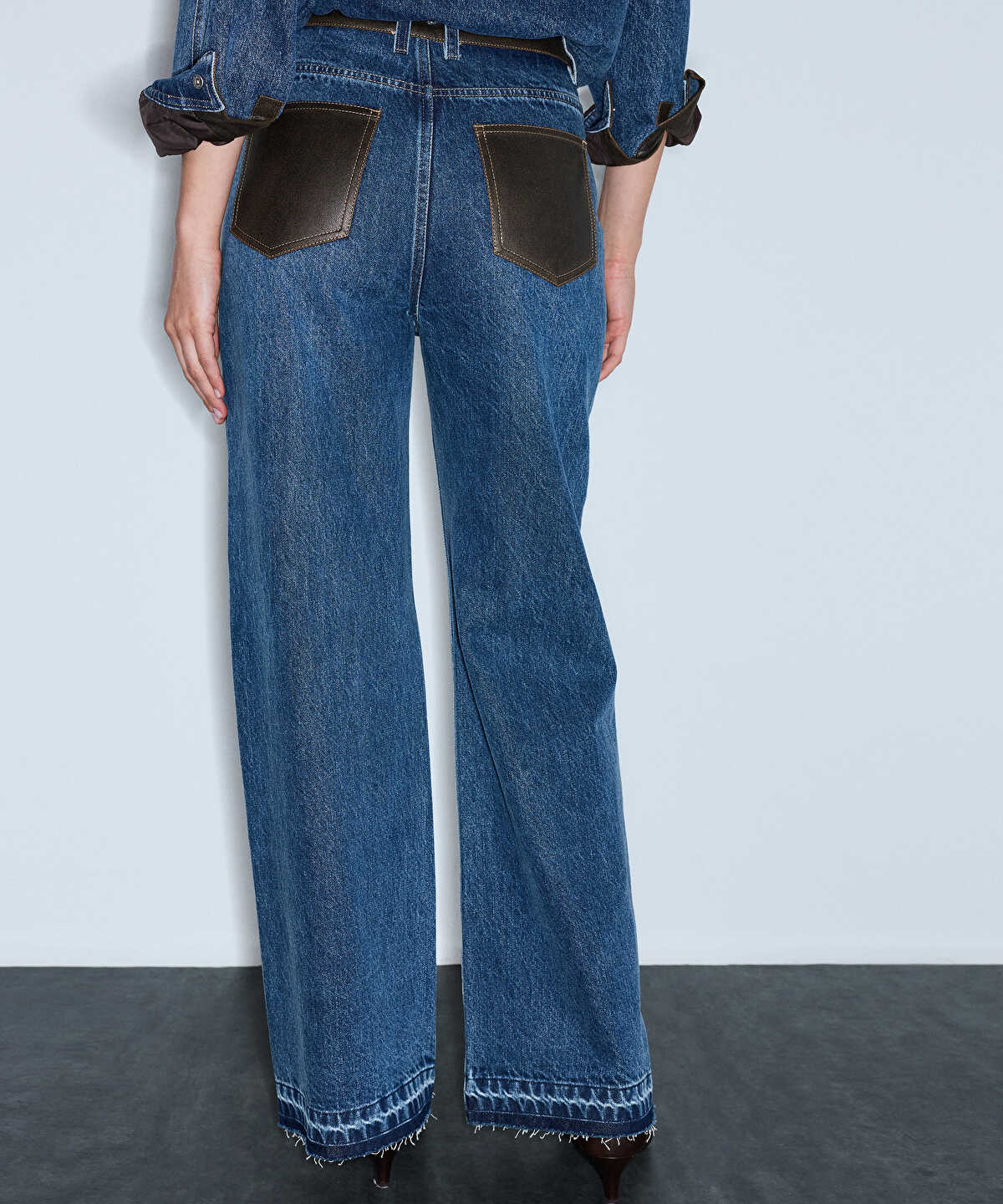 Zoomed Combination Wide-Leg Jeans