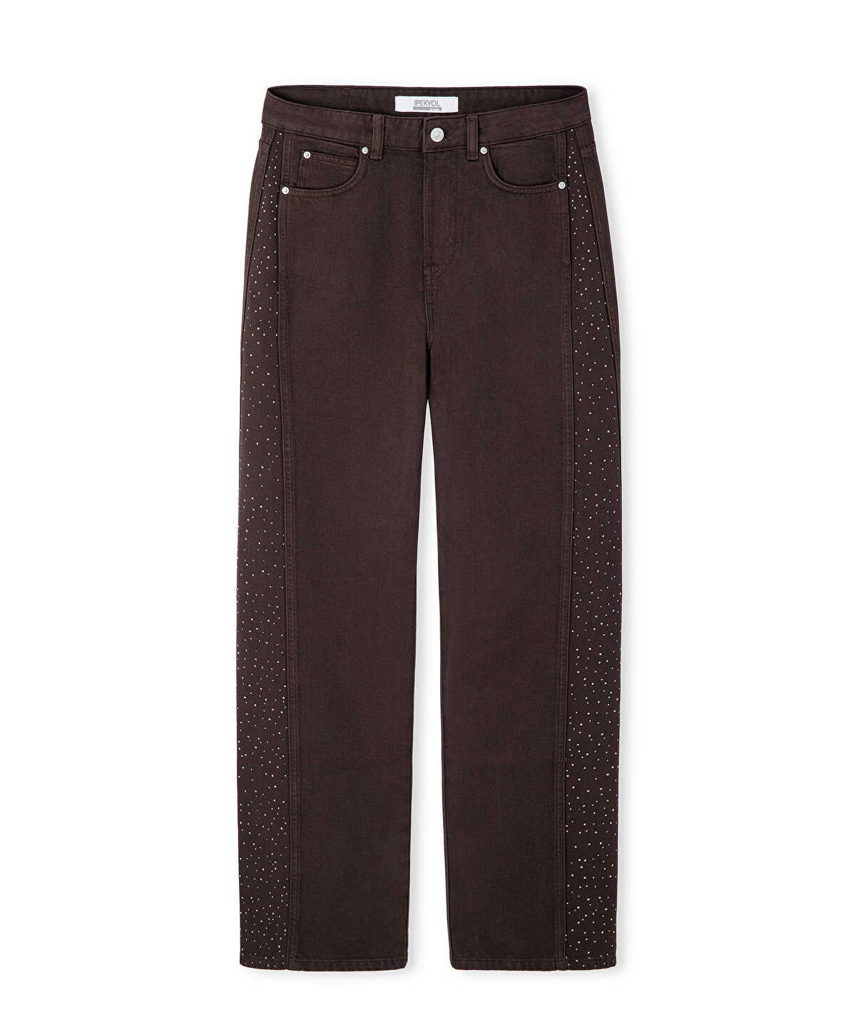 Zoomed Barrel Jeans with Rhinestones