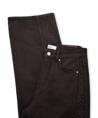 Barrel Jeans with Rhinestones