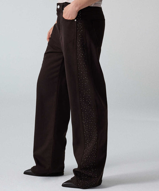 Barrel Jeans with Rhinestones