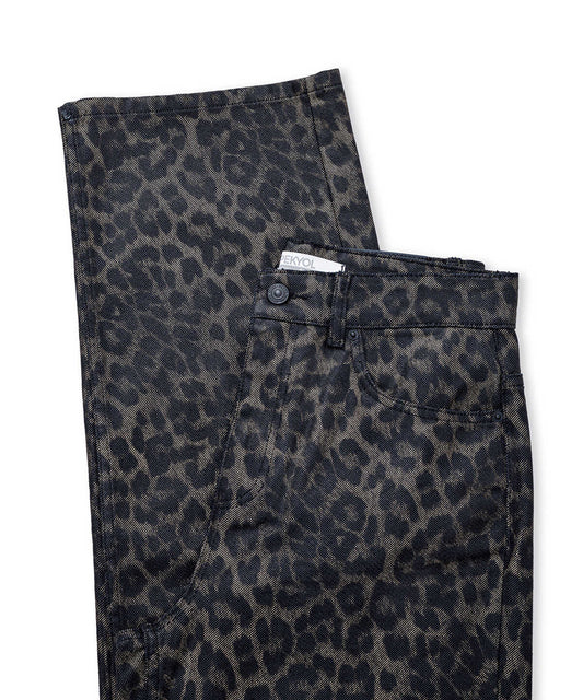 Leopard-Print Wide-Leg Jeans