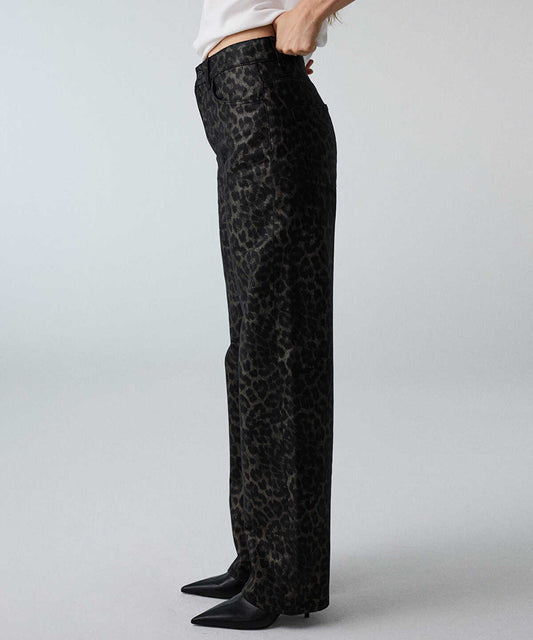 Leopard-Print Wide-Leg Jeans