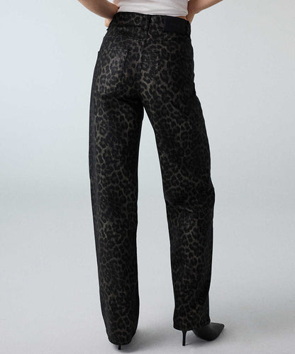 Leopard-Print Wide-Leg Jeans