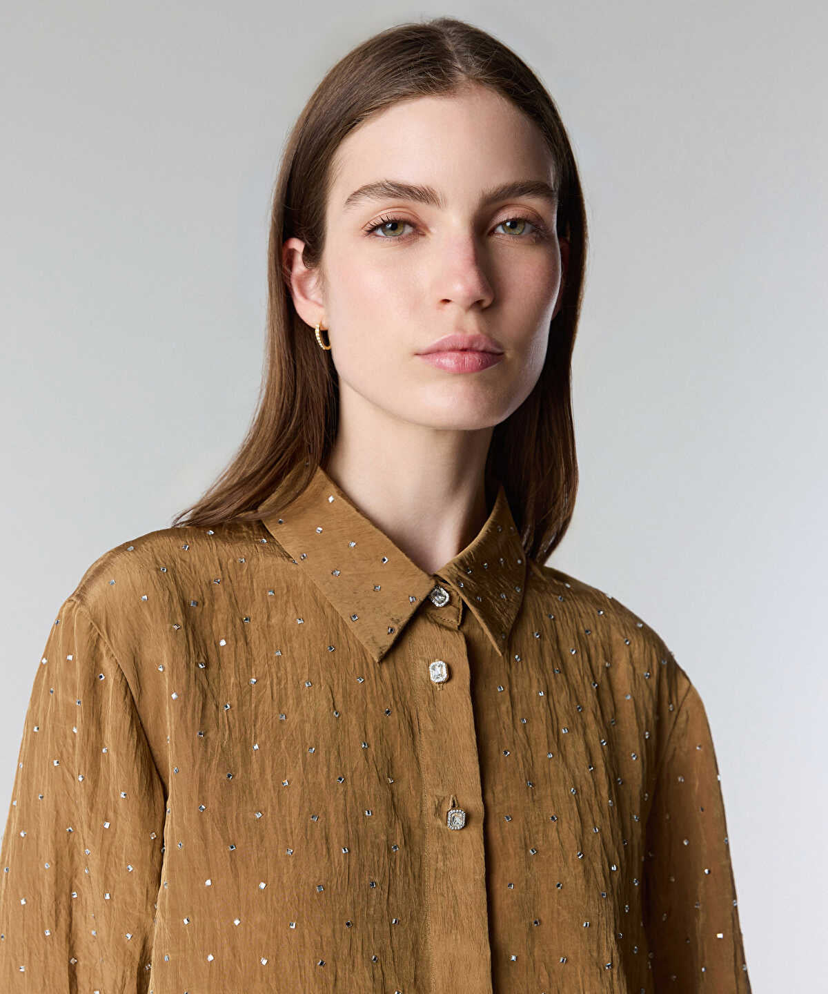 Zoomed Rhinestone Embellished Shirt