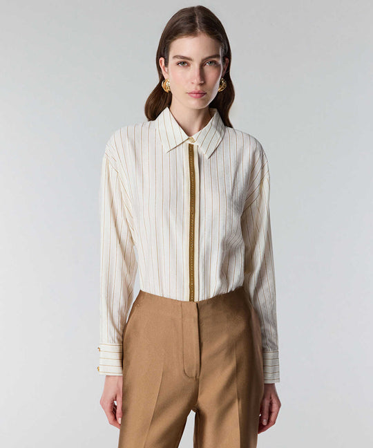 Contrast Trim Striped Shirt