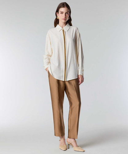 Contrast Trim Striped Shirt