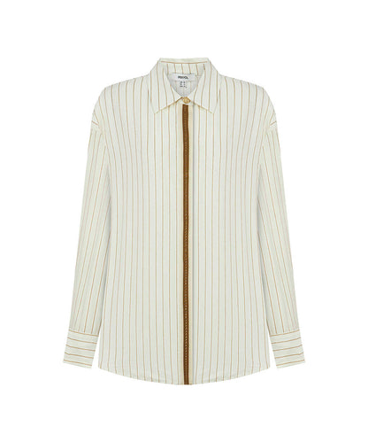 Contrast Trim Striped Shirt