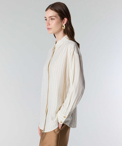 Contrast Trim Striped Shirt