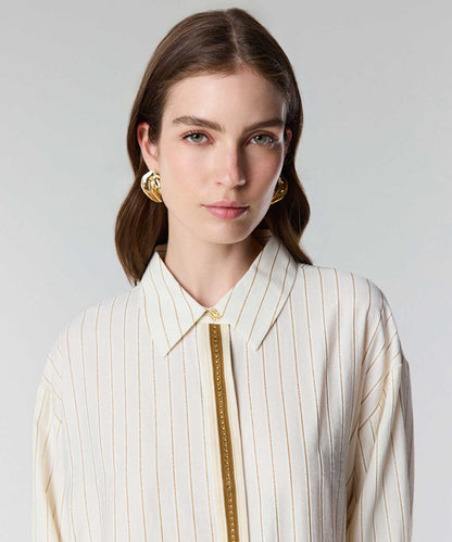 Contrast Trim Striped Shirt