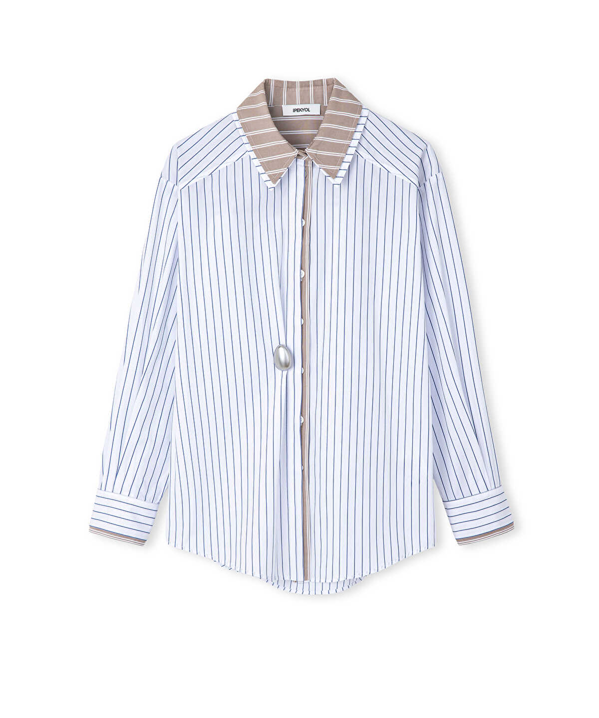 Zoomed Layered-Effect Shirt with Brooch