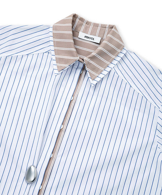 Layered-Effect Shirt with Brooch