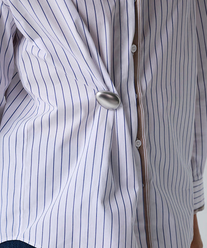 Layered-Effect Shirt with Brooch