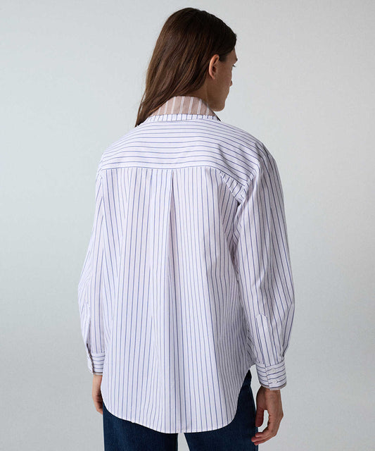 Layered-Effect Shirt with Brooch