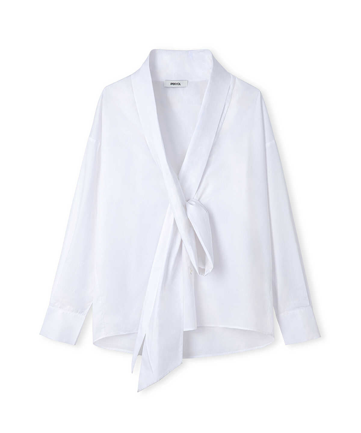 Tie-Front Poplin Shirt