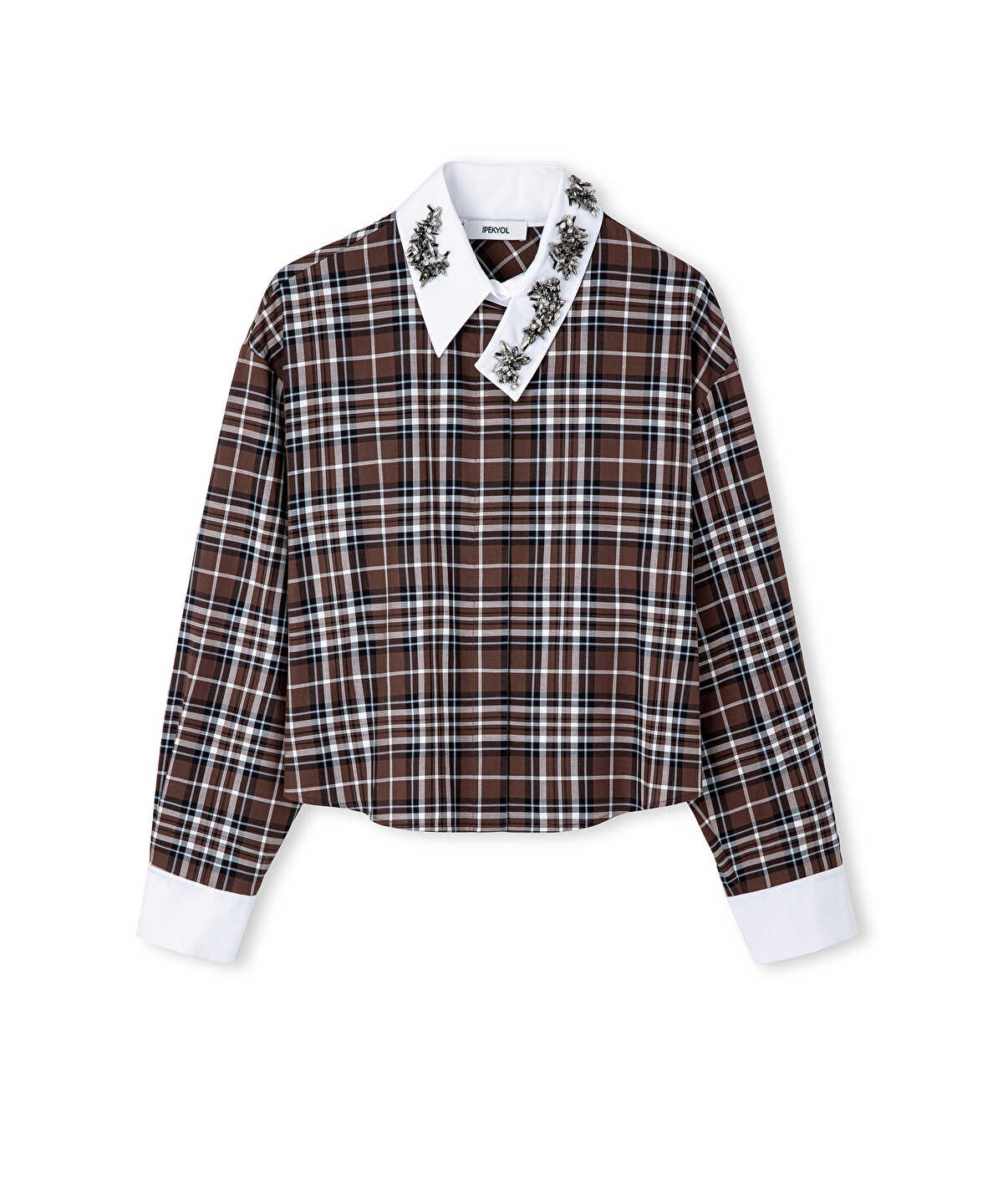 Zoomed Embellished Plaid Shirt