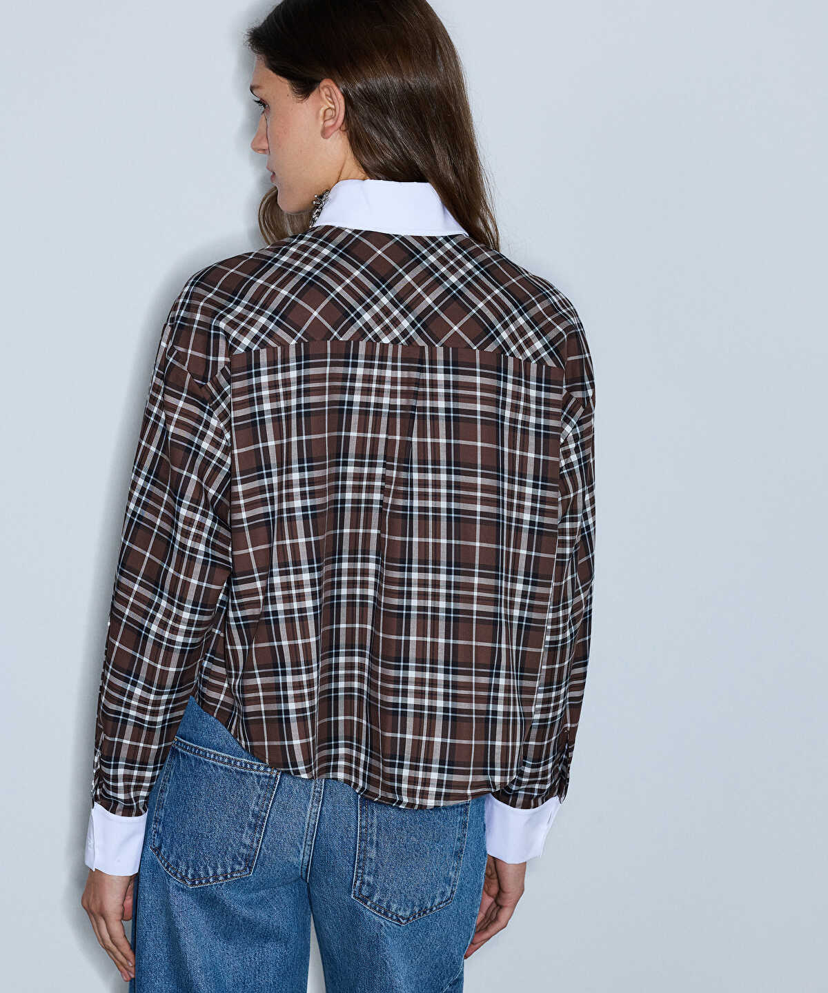 Zoomed Embellished Plaid Shirt
