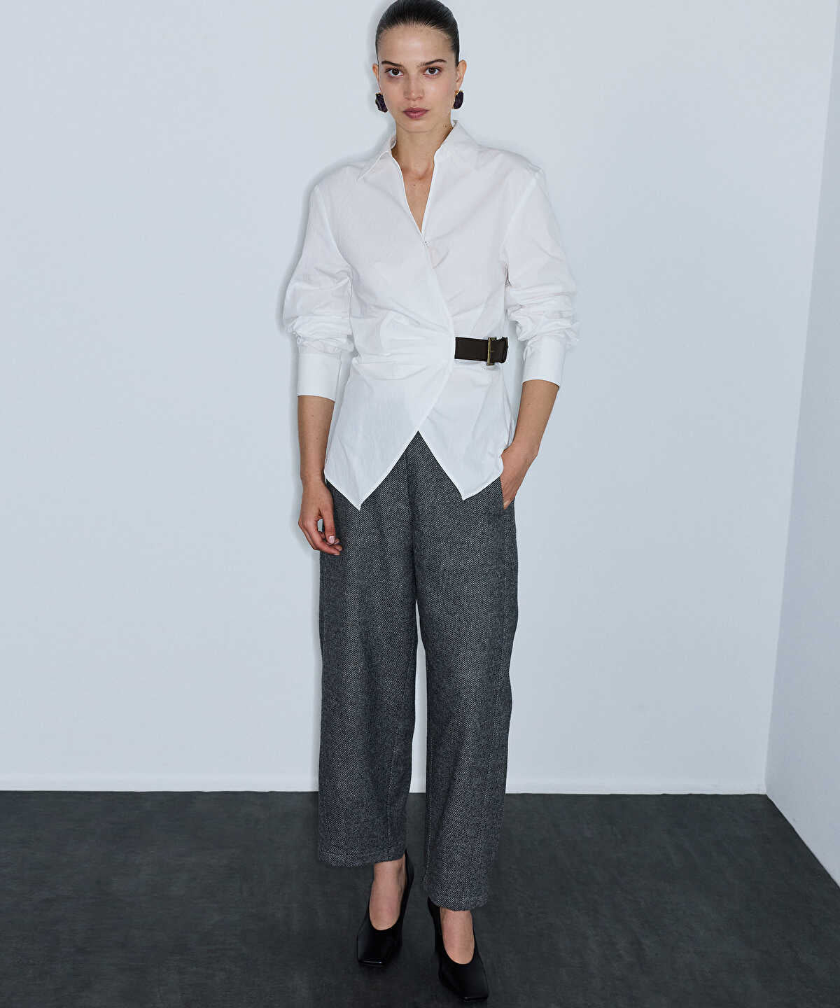 Zoomed Asymmetric Belted Shirt
