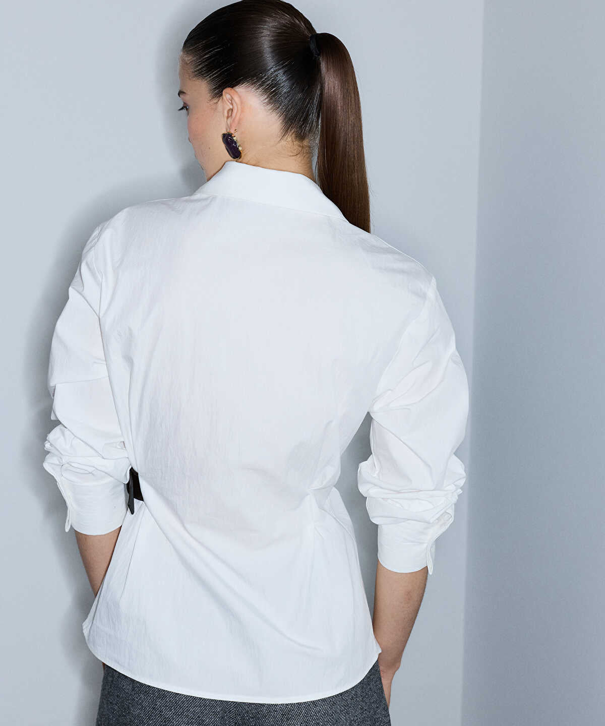 Zoomed Asymmetric Belted Shirt