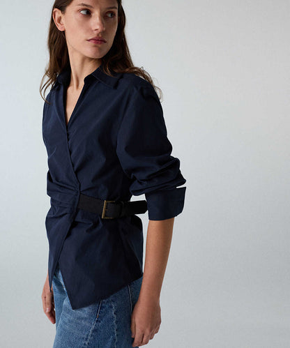 Asymmetric Belted Shirt