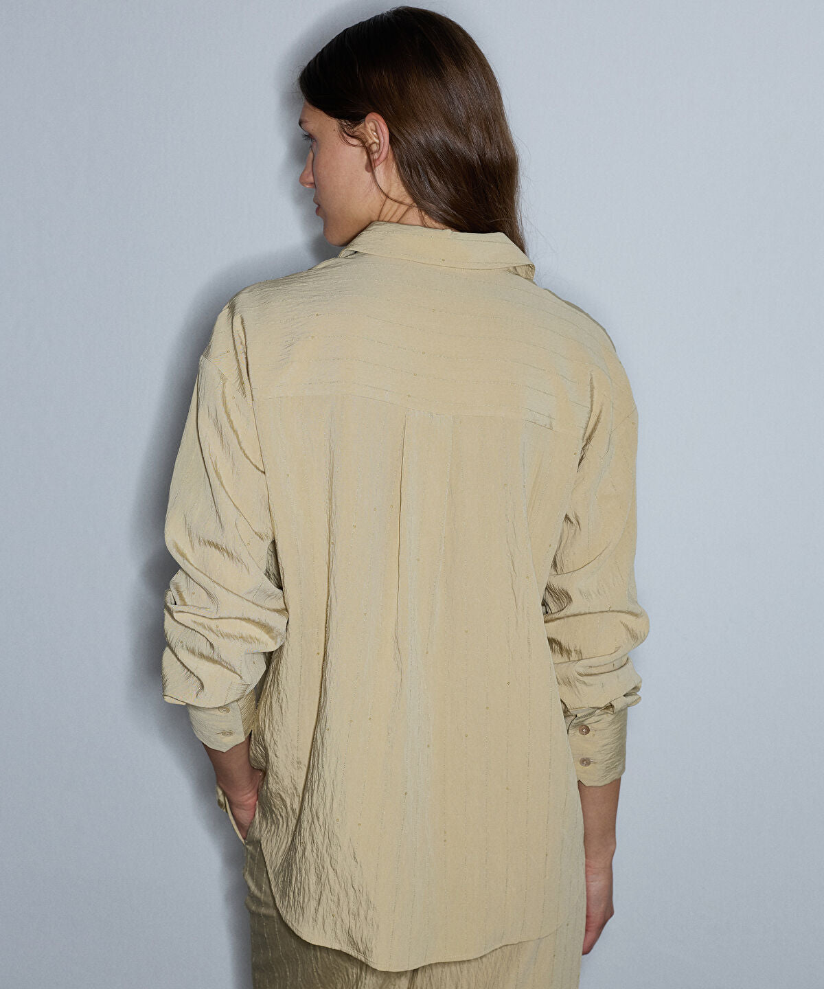 Zoomed Crinkle-Effect Shirt with Sequins