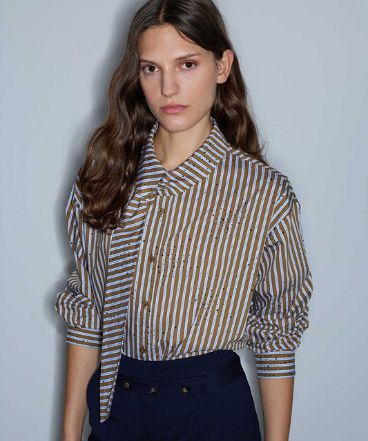 Asymmetric Scarf-Effect Shirt