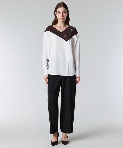 Color-Block Embroidered Shirt