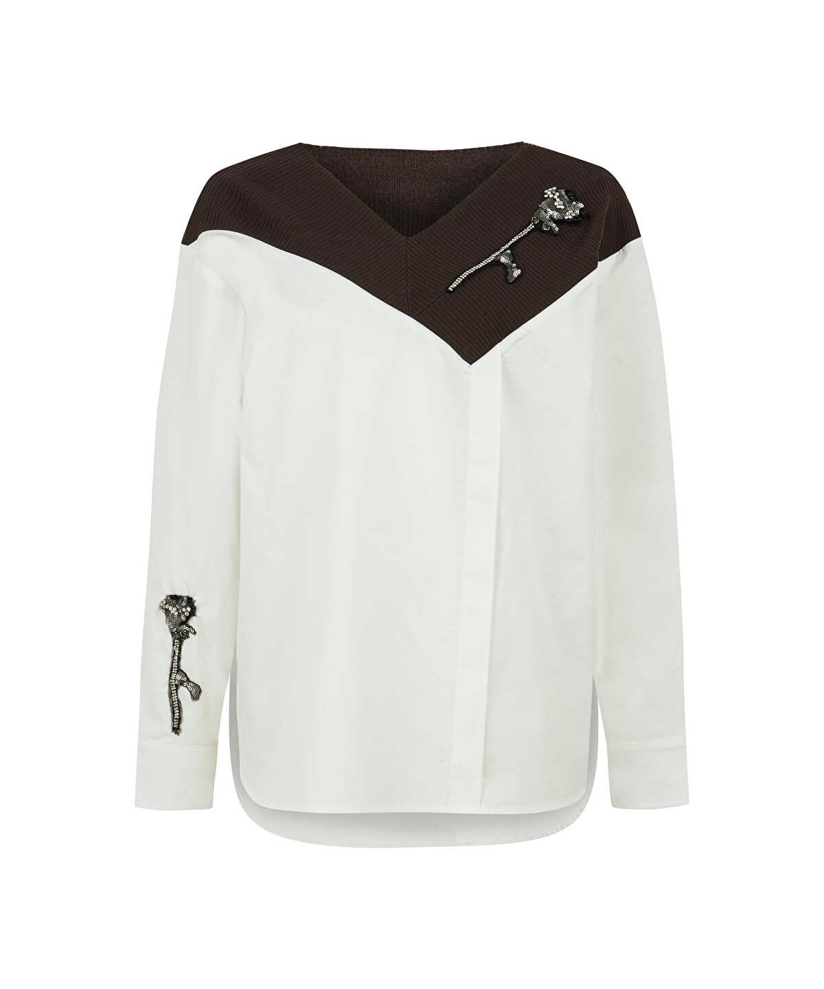 Zoomed Color-Block Embroidered Shirt