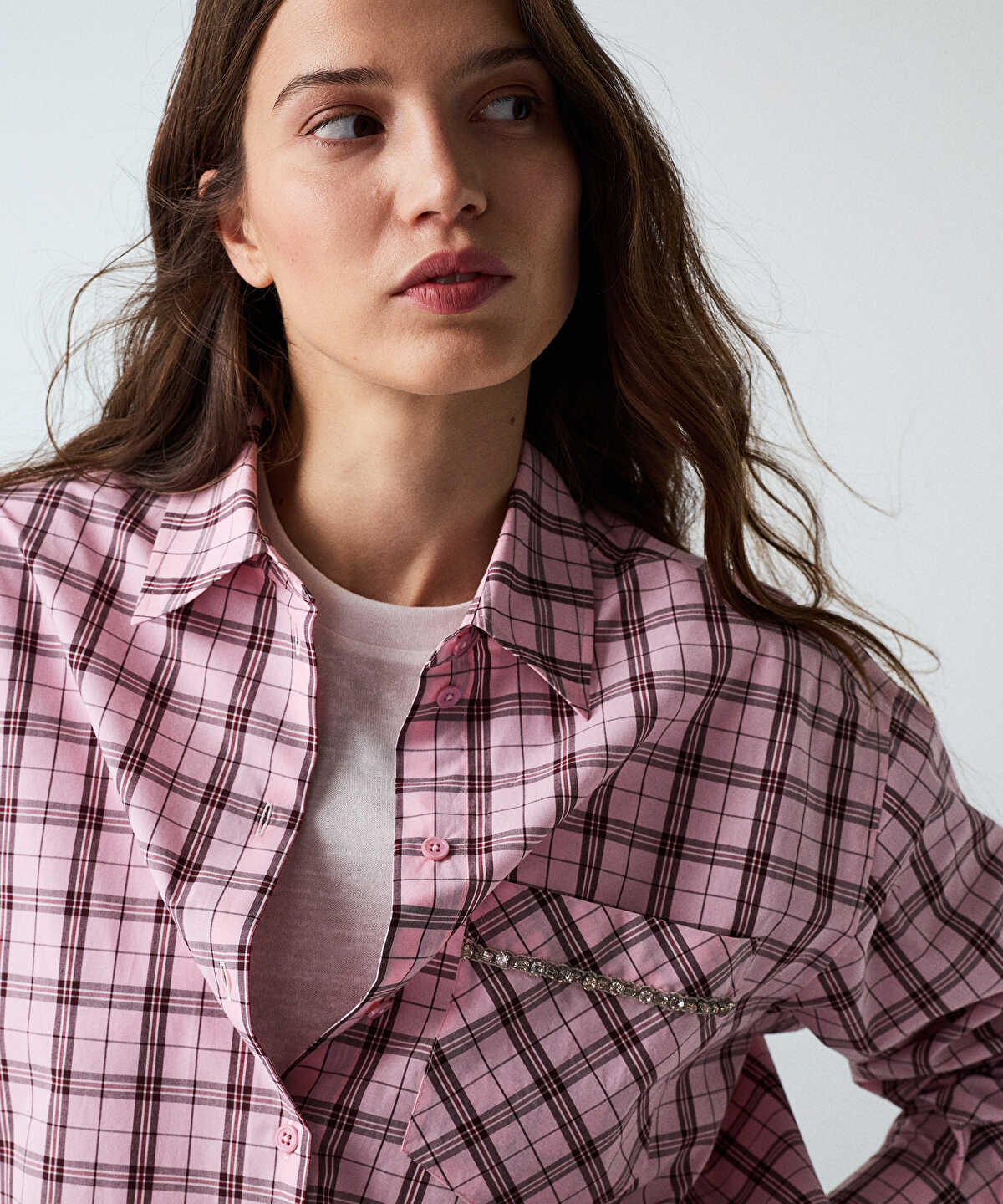 Plaid Rhinestone Shirt