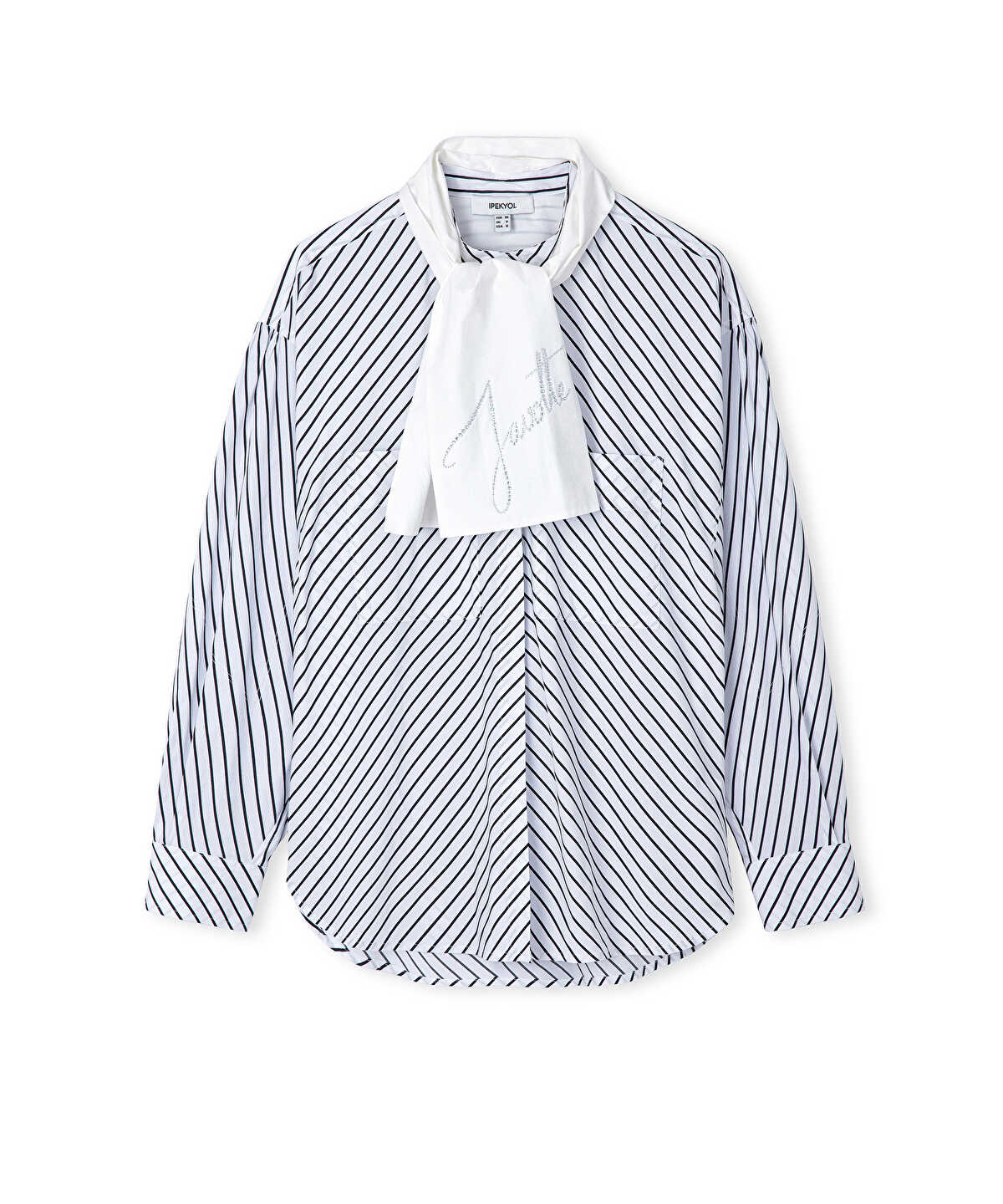 Striped Shirt with Scarf