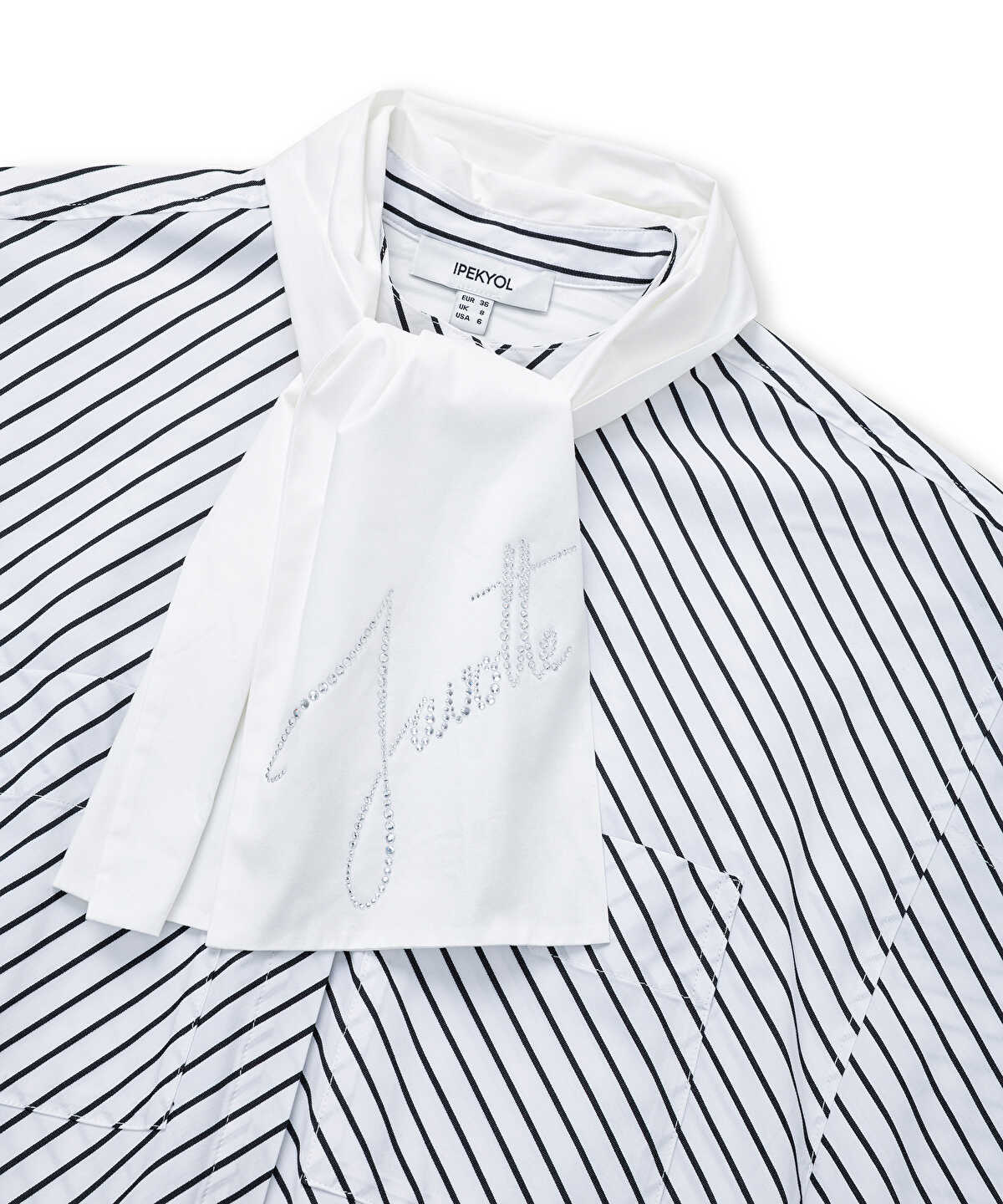 Zoomed Striped Shirt with Scarf