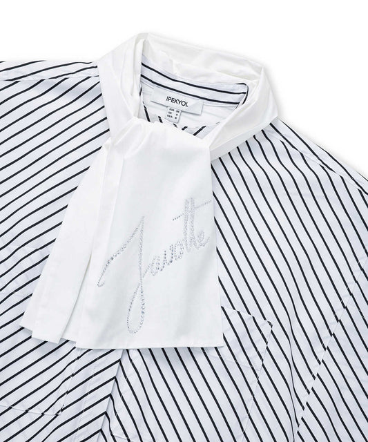 Striped Shirt with Scarf