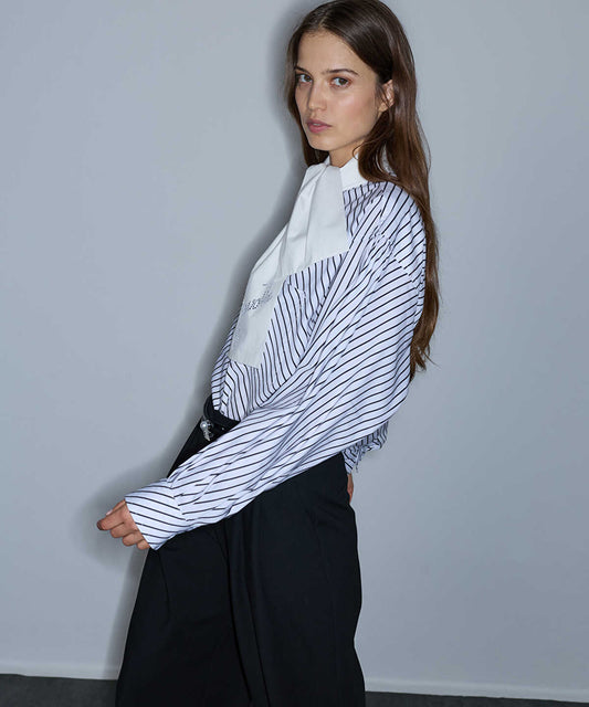 Striped Shirt with Scarf
