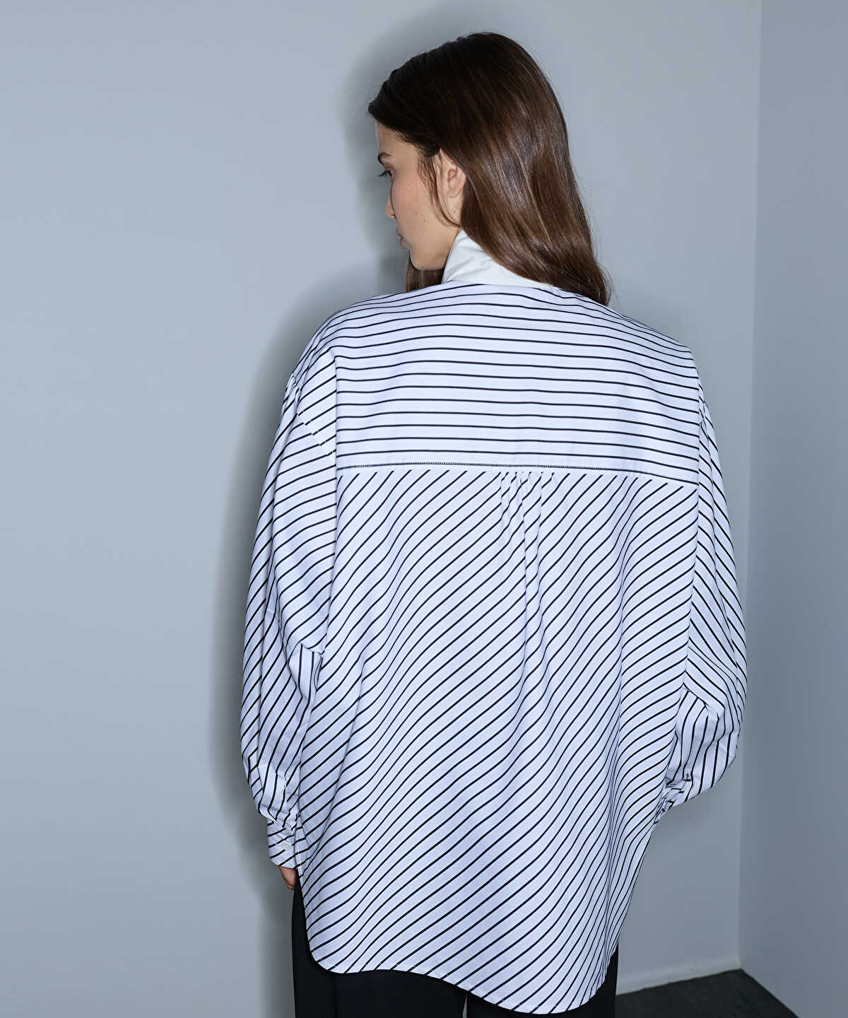 Striped Shirt with Scarf