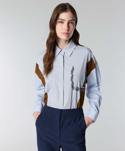 Mixed Media Striped Shirt