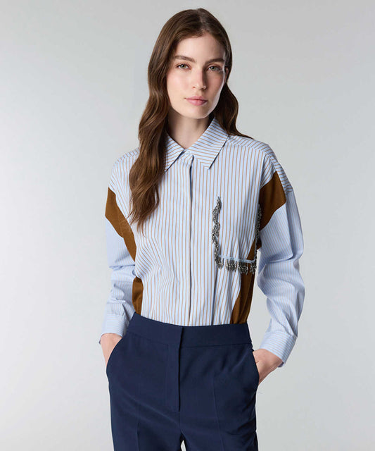 Mixed Media Striped Shirt