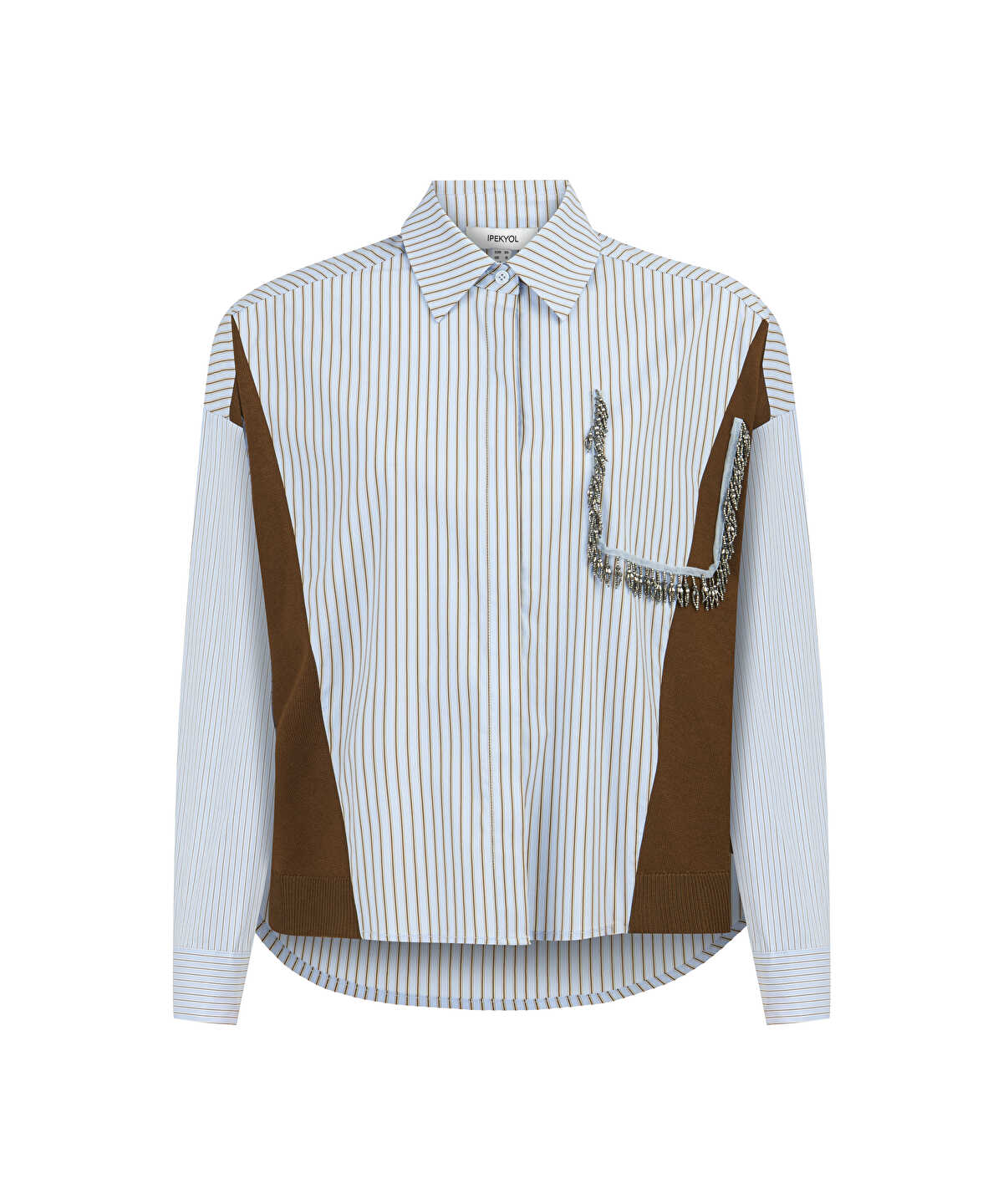 Zoomed Mixed Media Striped Shirt