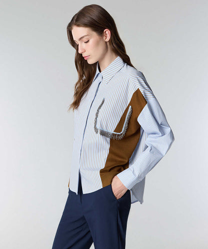 Mixed Media Striped Shirt