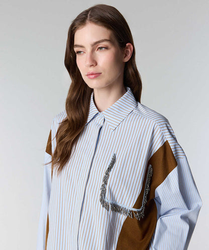 Mixed Media Striped Shirt