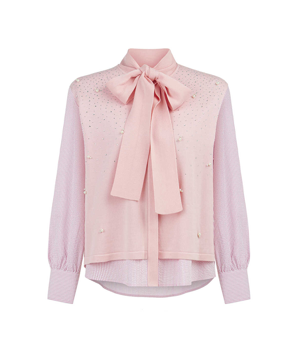Zoomed Two-Piece Effect Rhinestone Shirt