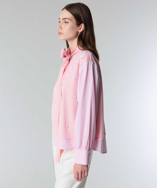 Two-Piece Effect Rhinestone Shirt