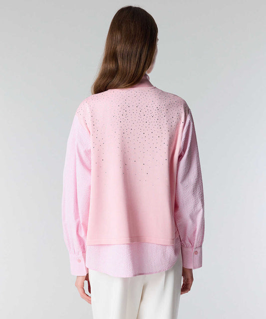 Two-Piece Effect Rhinestone Shirt