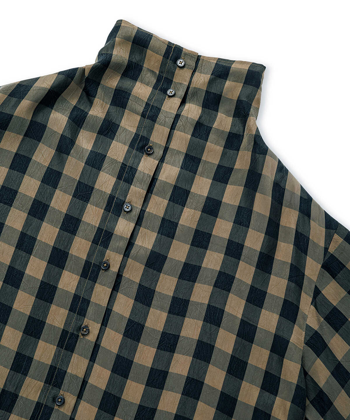 High-Neck Plaid Shirt