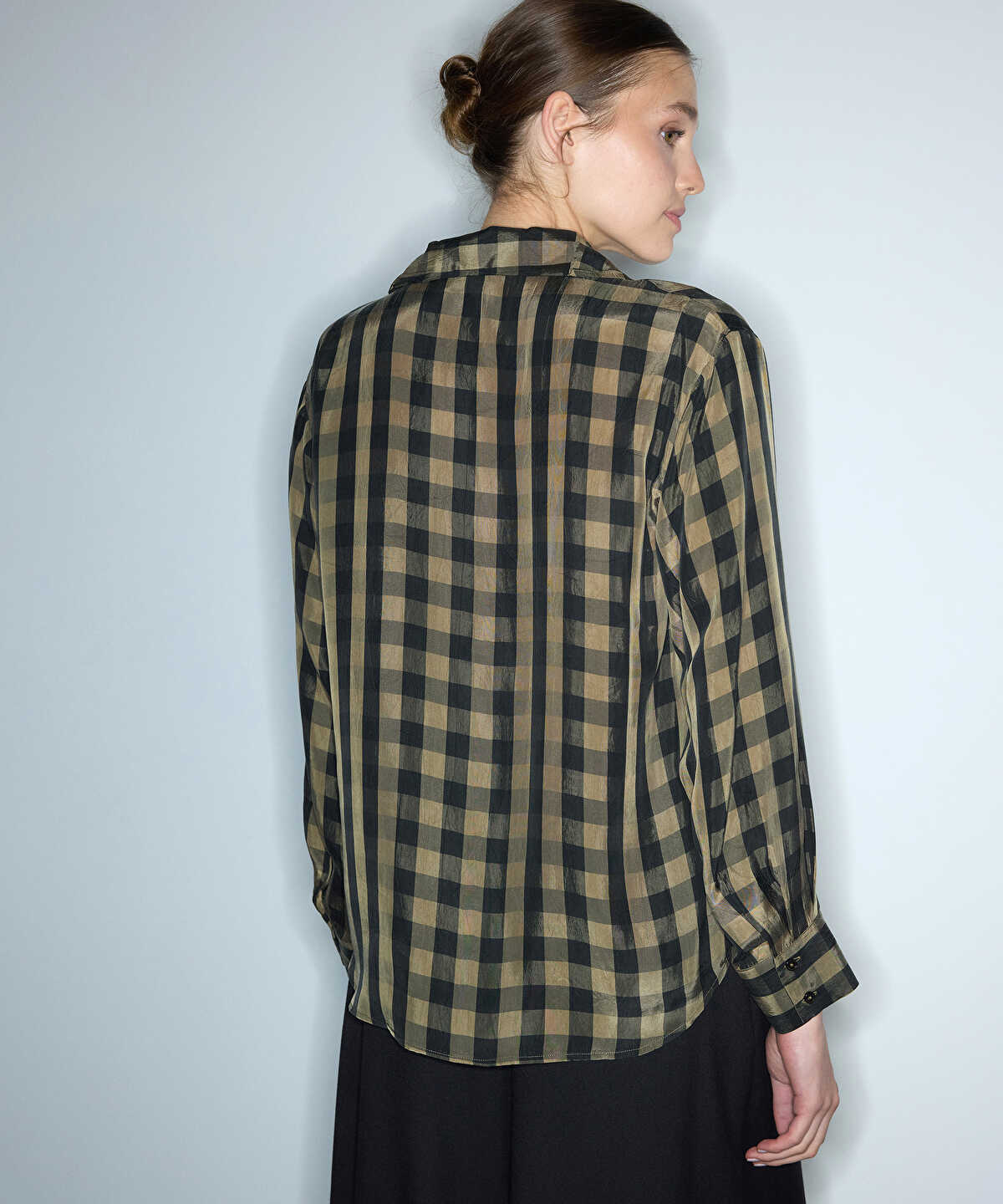 High-Neck Plaid Shirt