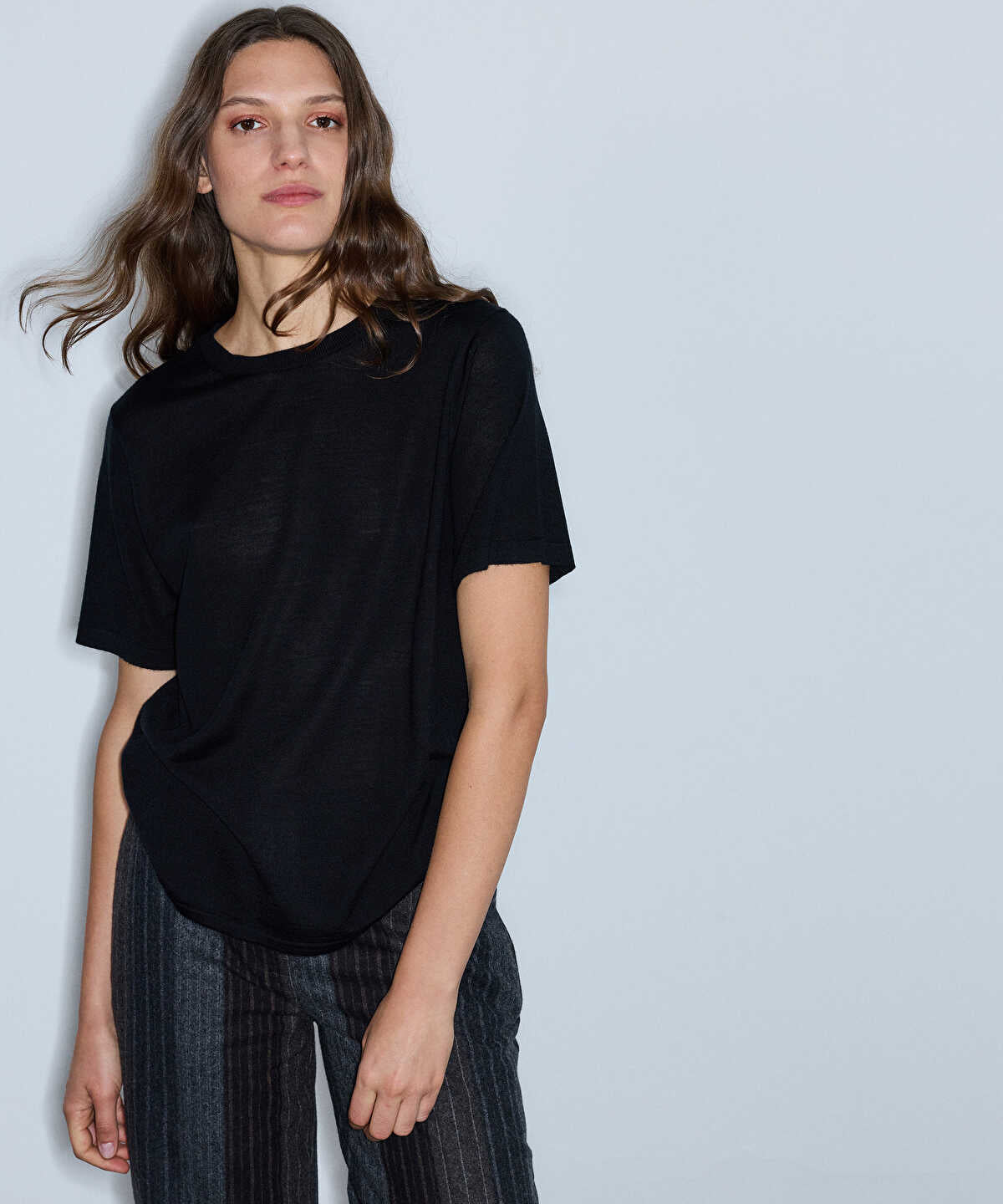 Zoomed Basic Wool-Blend Knit Top