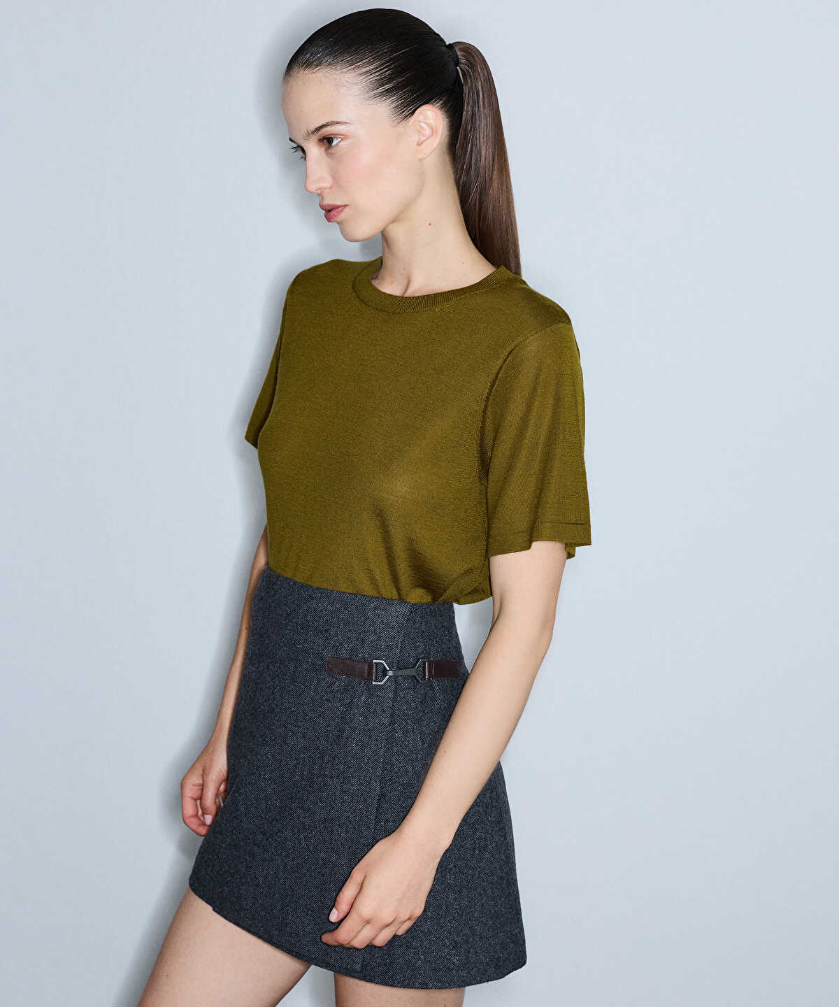 Zoomed Basic Wool-Blend Knit Top